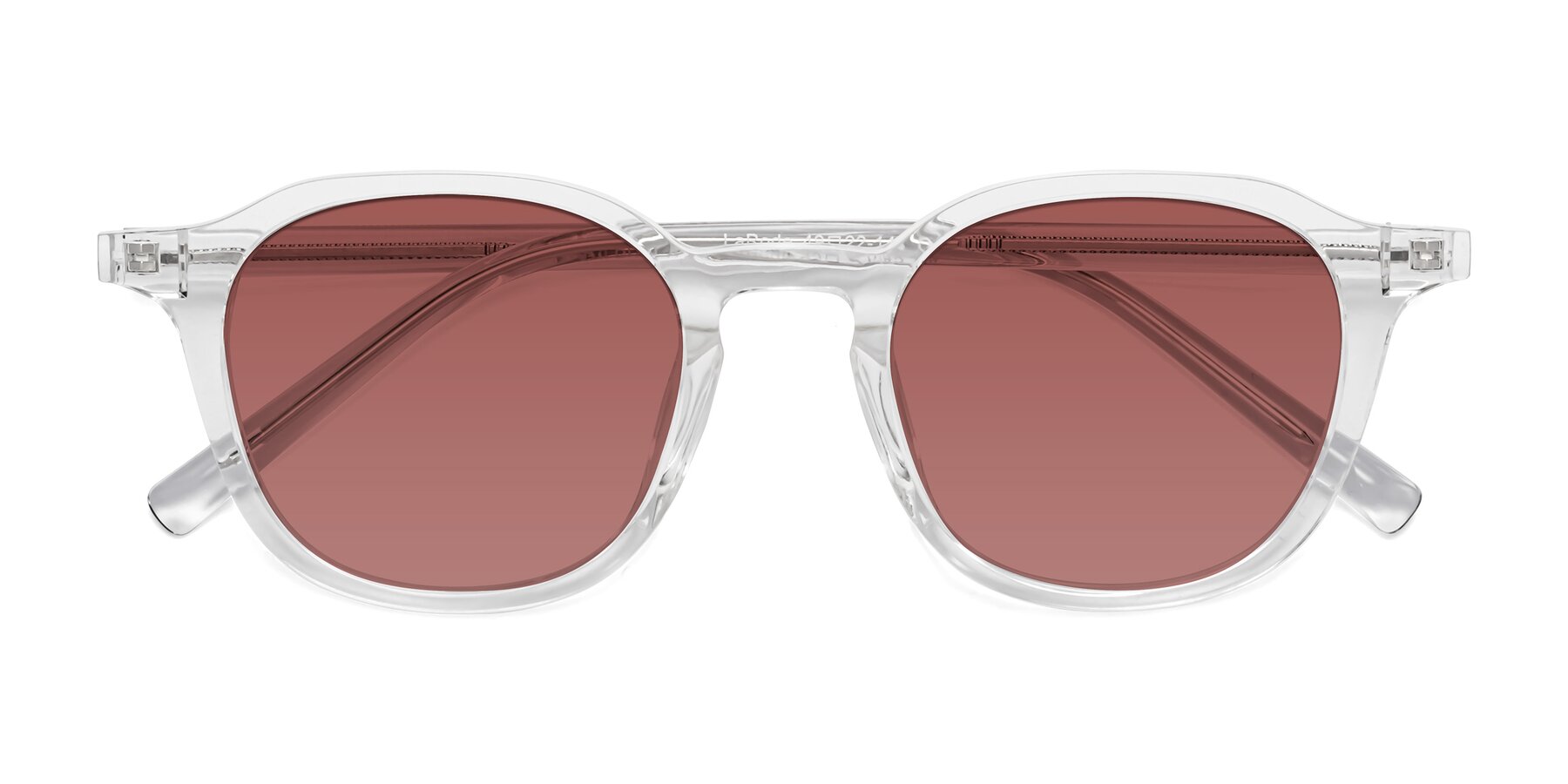 Folded Front of LaRode in Clear with Garnet Tinted Lenses