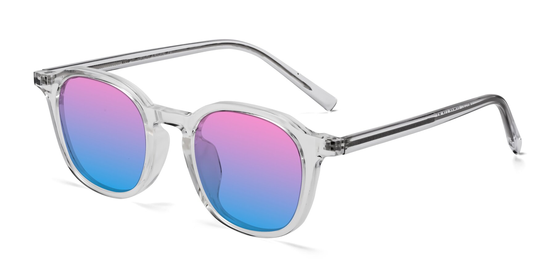 Angle of LaRode in Clear with Pink / Blue Gradient Lenses