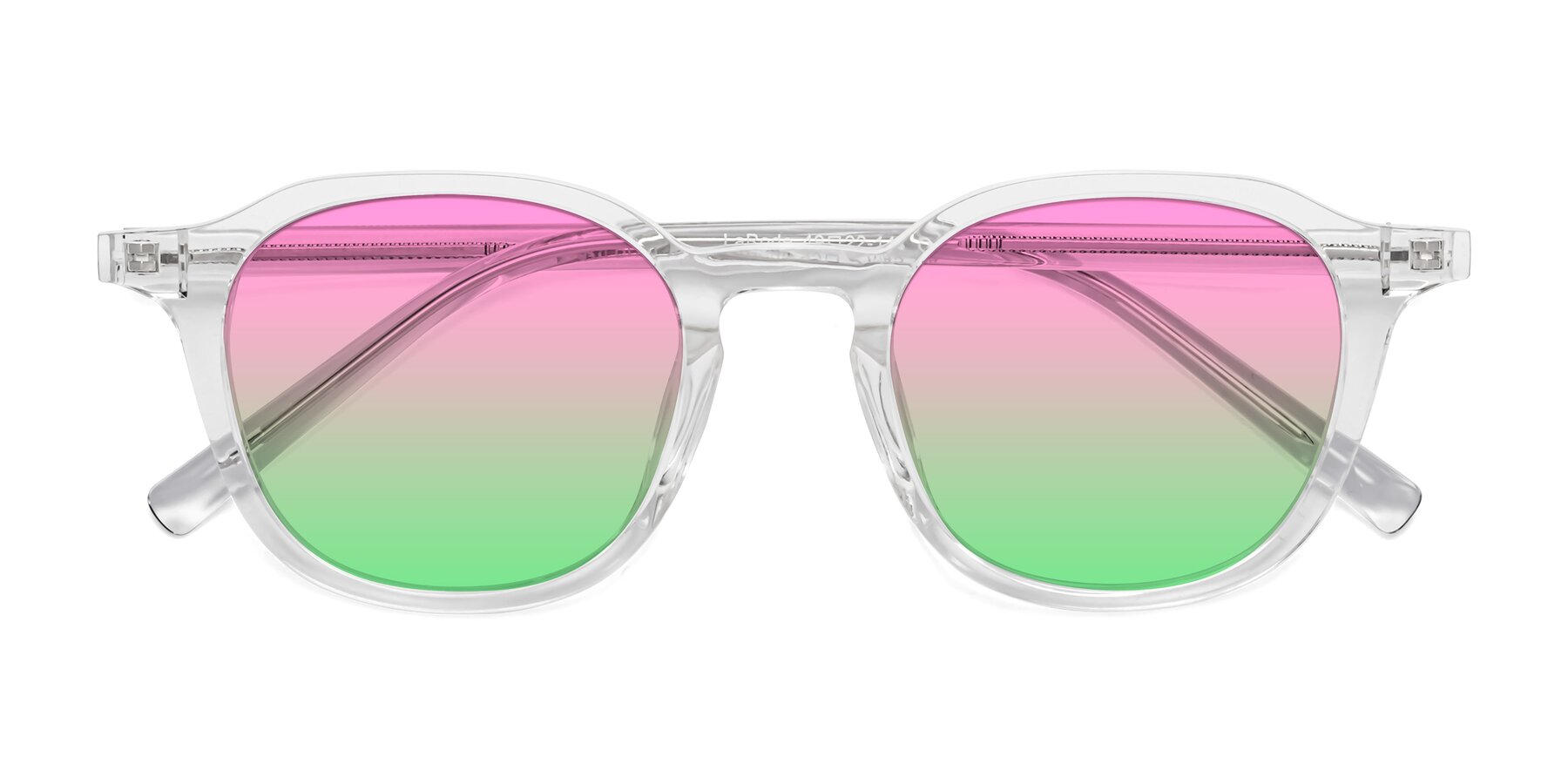 Folded Front of LaRode in Clear with Pink / Green Gradient Lenses