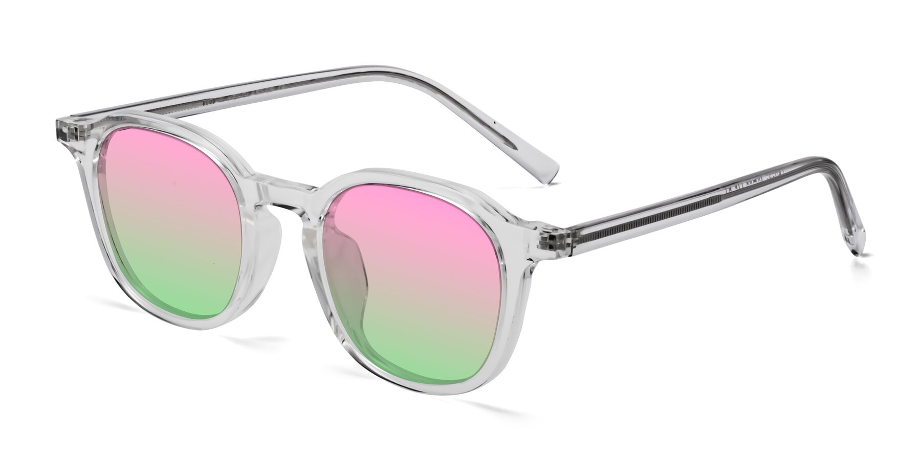 Angle of LaRode in Clear with Pink / Green Gradient Lenses