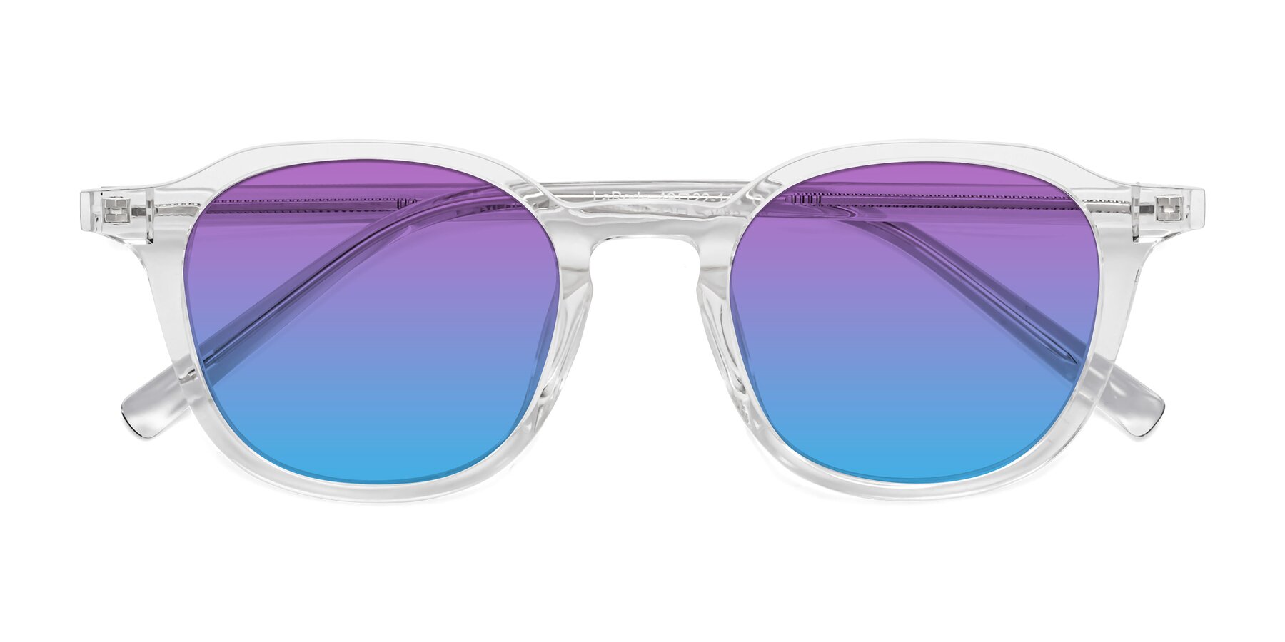 Folded Front of LaRode in Clear with Purple / Blue Gradient Lenses