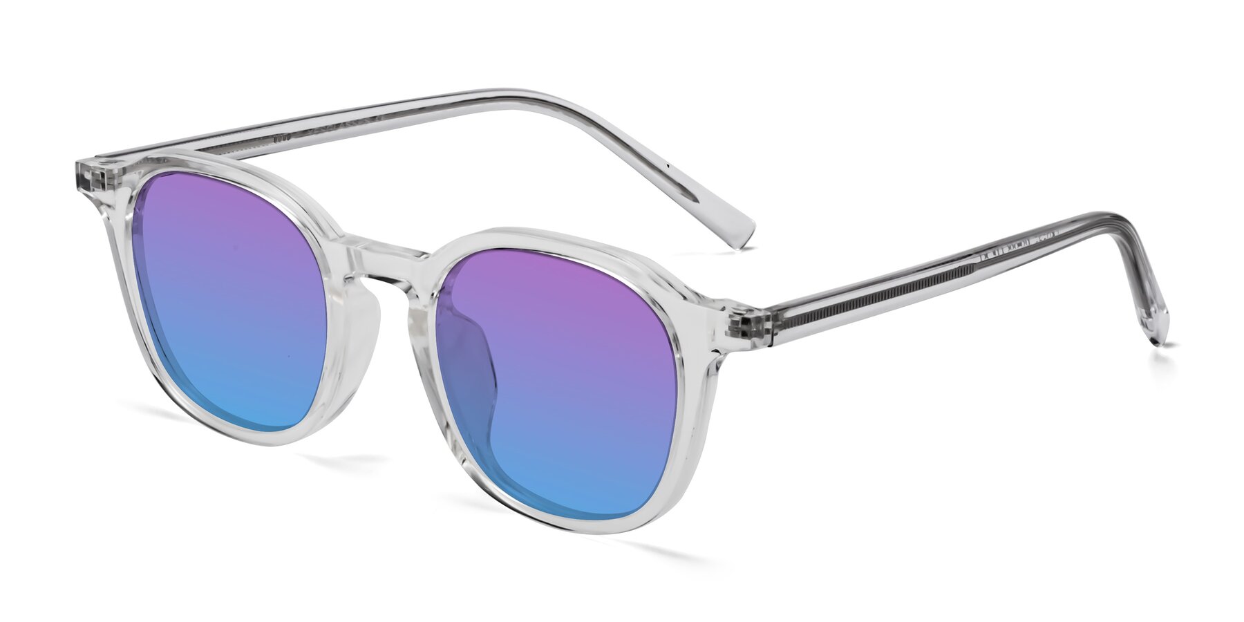 Angle of LaRode in Clear with Purple / Blue Gradient Lenses