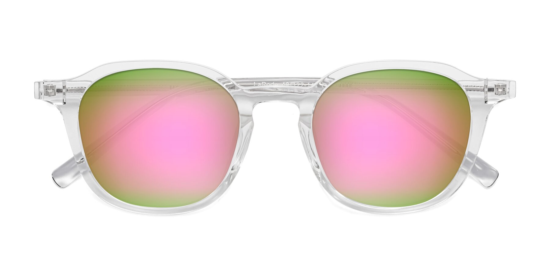 Folded Front of LaRode in Clear with Pink Mirrored Lenses
