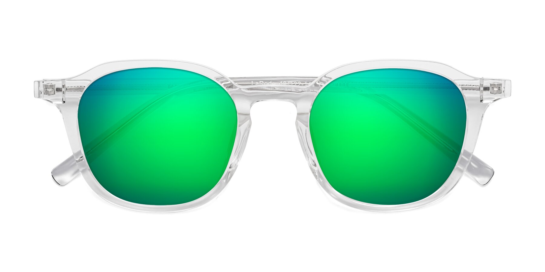 Folded Front of LaRode in Clear with Green Mirrored Lenses