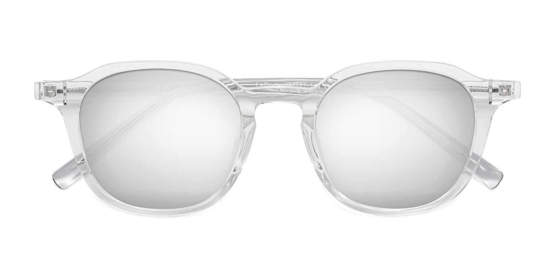 Folded Front of LaRode in Clear with Silver Mirrored Lenses