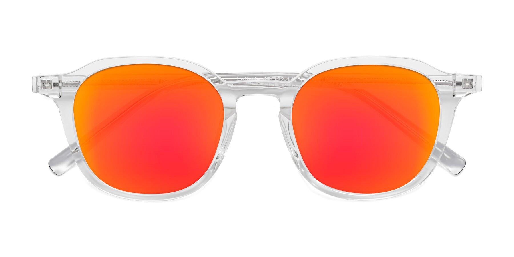 Clear Hipster Plastic Keyhole Sunwear LaRode Bridge - Red Gold with Lenses Sunglasses Mirrored