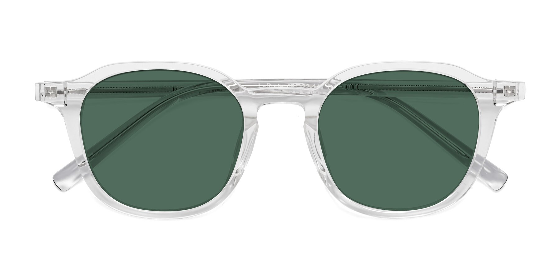 Folded Front of LaRode in Clear with Green Polarized Lenses
