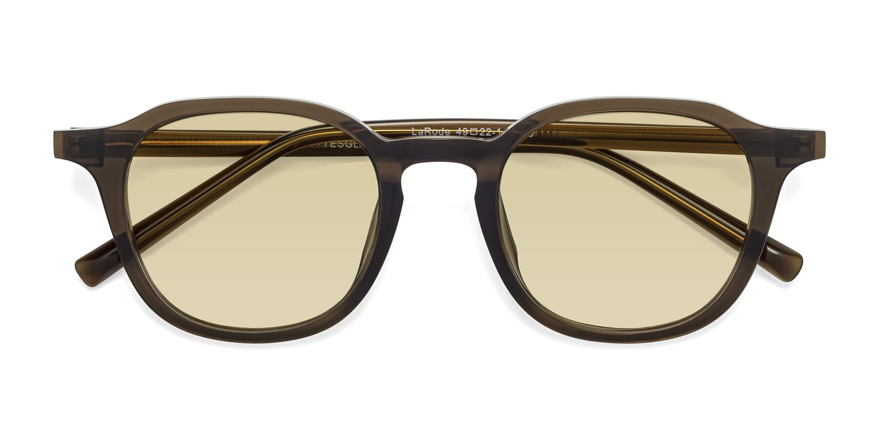 Folded Front of LaRode in Coffee with Light Champagne Tinted Lenses