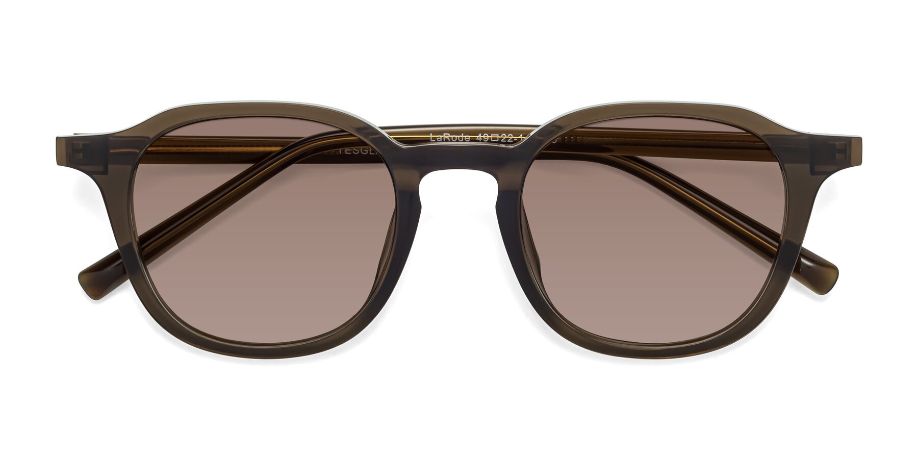 Folded Front of LaRode in Coffee with Medium Brown Tinted Lenses