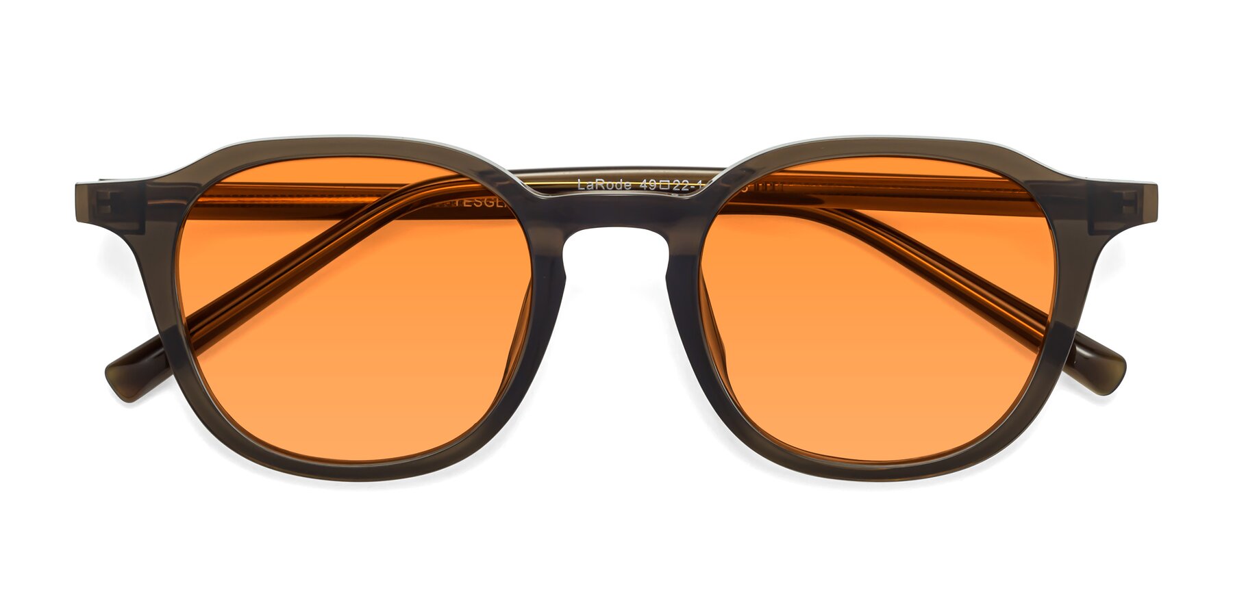 Folded Front of LaRode in Coffee with Orange Tinted Lenses