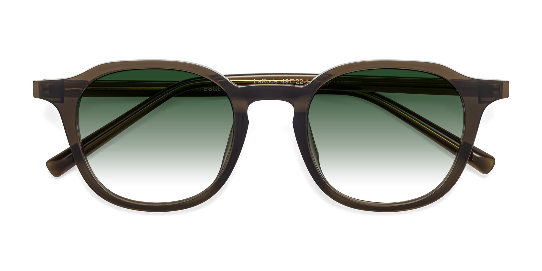 Folded Front of LaRode in Coffee with Green Gradient Lenses