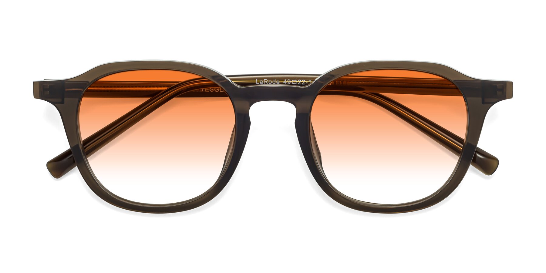 Folded Front of LaRode in Coffee with Orange Gradient Lenses