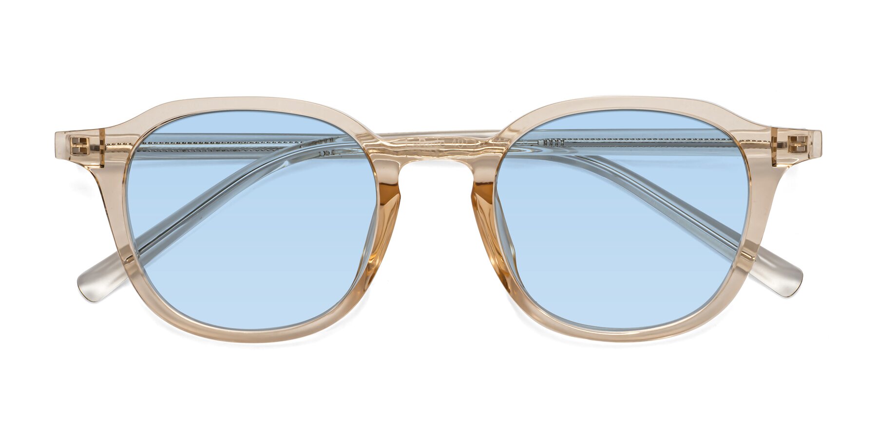 Folded Front of LaRode in Amber with Light Blue Tinted Lenses