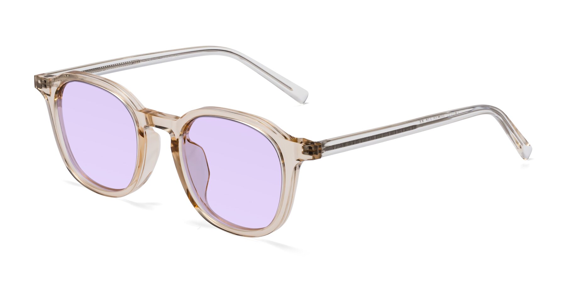 Angle of LaRode in Amber with Light Purple Tinted Lenses