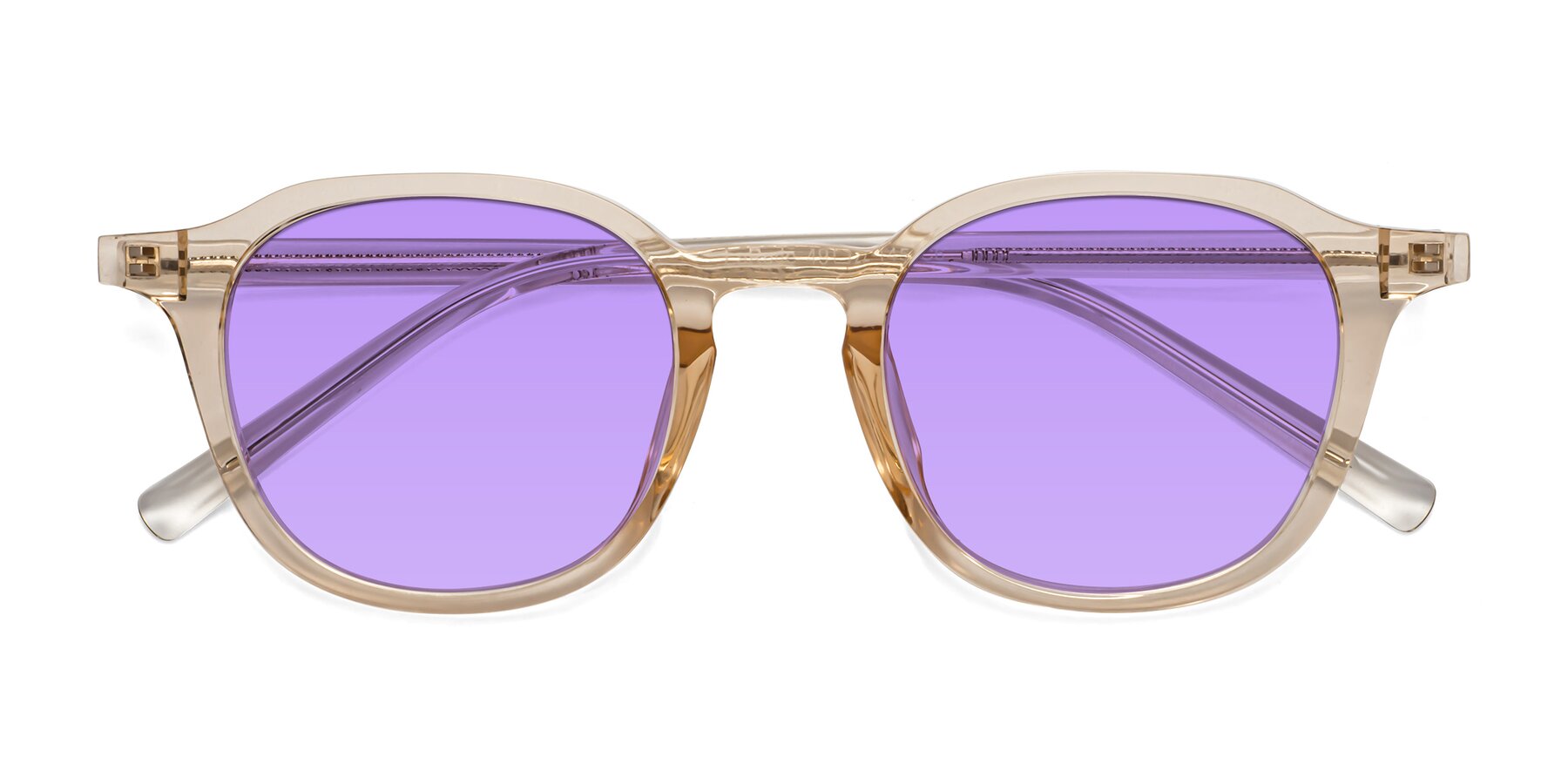 Folded Front of LaRode in Amber with Medium Purple Tinted Lenses