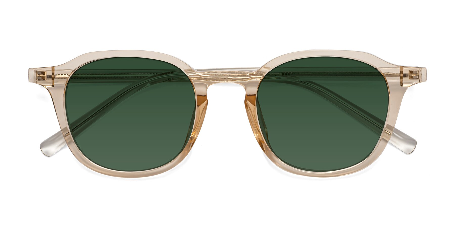 Folded Front of LaRode in Amber with Green Tinted Lenses