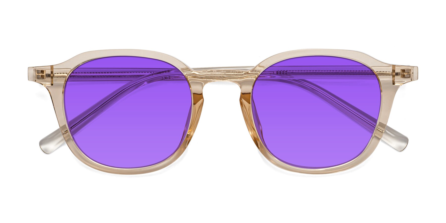 Folded Front of LaRode in Amber with Purple Tinted Lenses