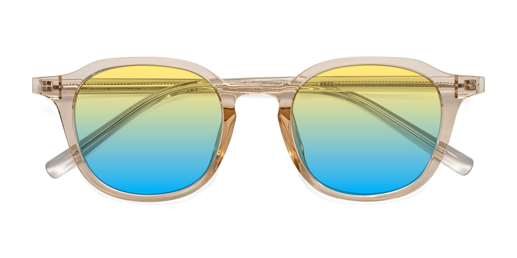 Folded Front of LaRode in Amber with Yellow / Blue Gradient Lenses