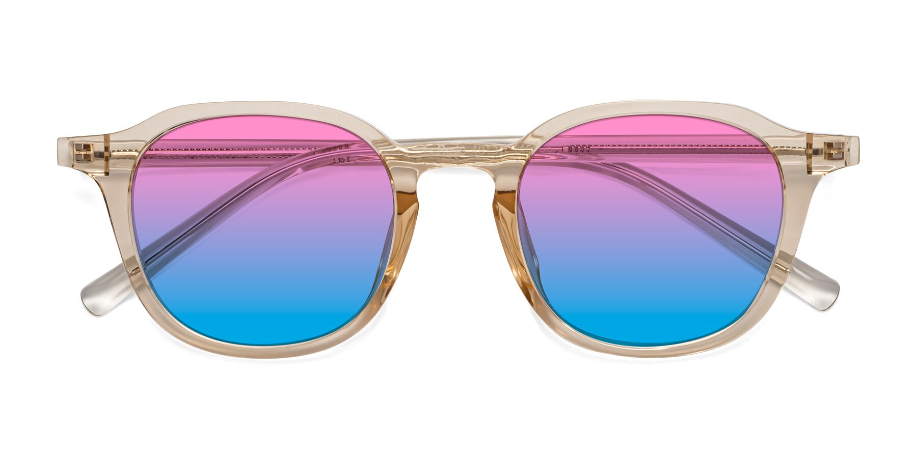 Folded Front of LaRode in Amber with Pink / Blue Gradient Lenses