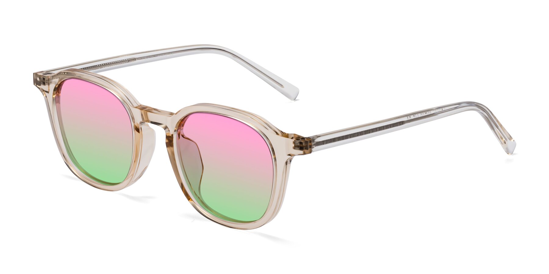 Angle of LaRode in Amber with Pink / Green Gradient Lenses