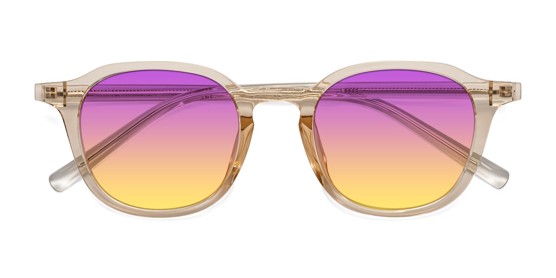 Folded Front of LaRode in Amber with Purple / Yellow Gradient Lenses