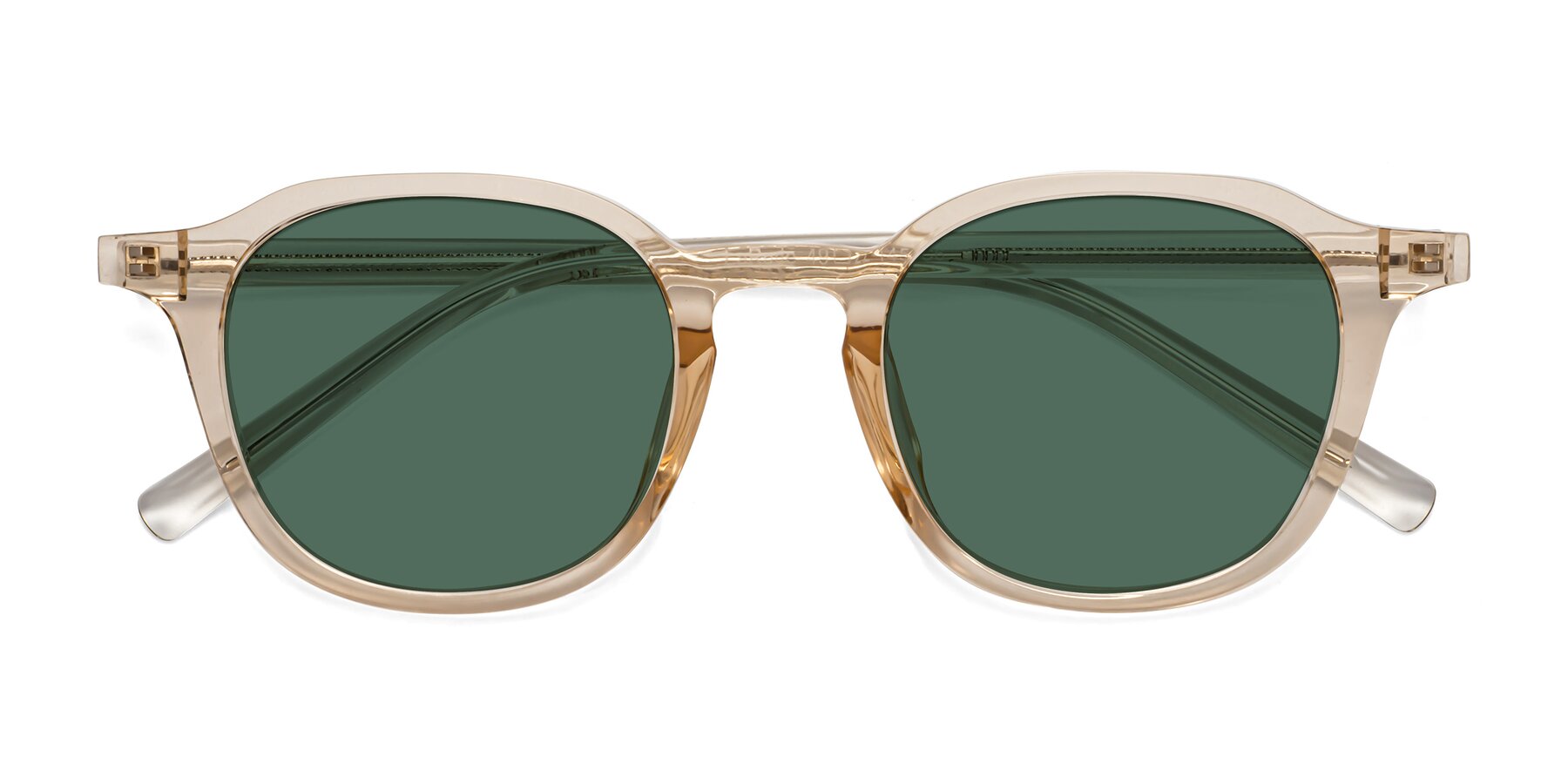 Folded Front of LaRode in Amber with Green Polarized Lenses