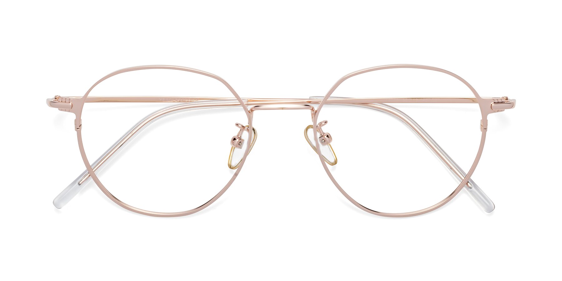 Folded Front of 18006 in Rose Gold with Clear Eyeglass Lenses
