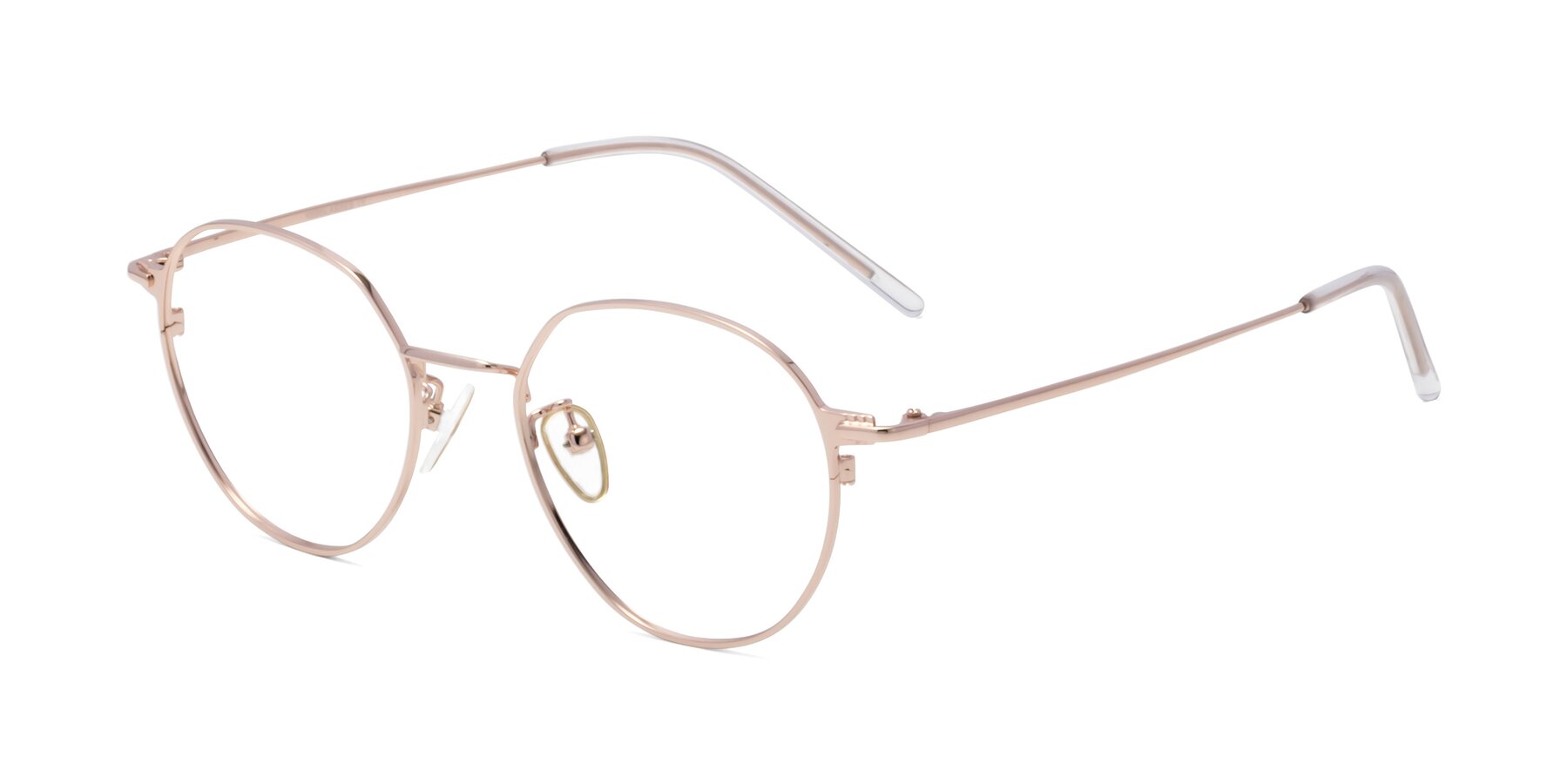 Angle of 18006 in Rose Gold with Clear Eyeglass Lenses