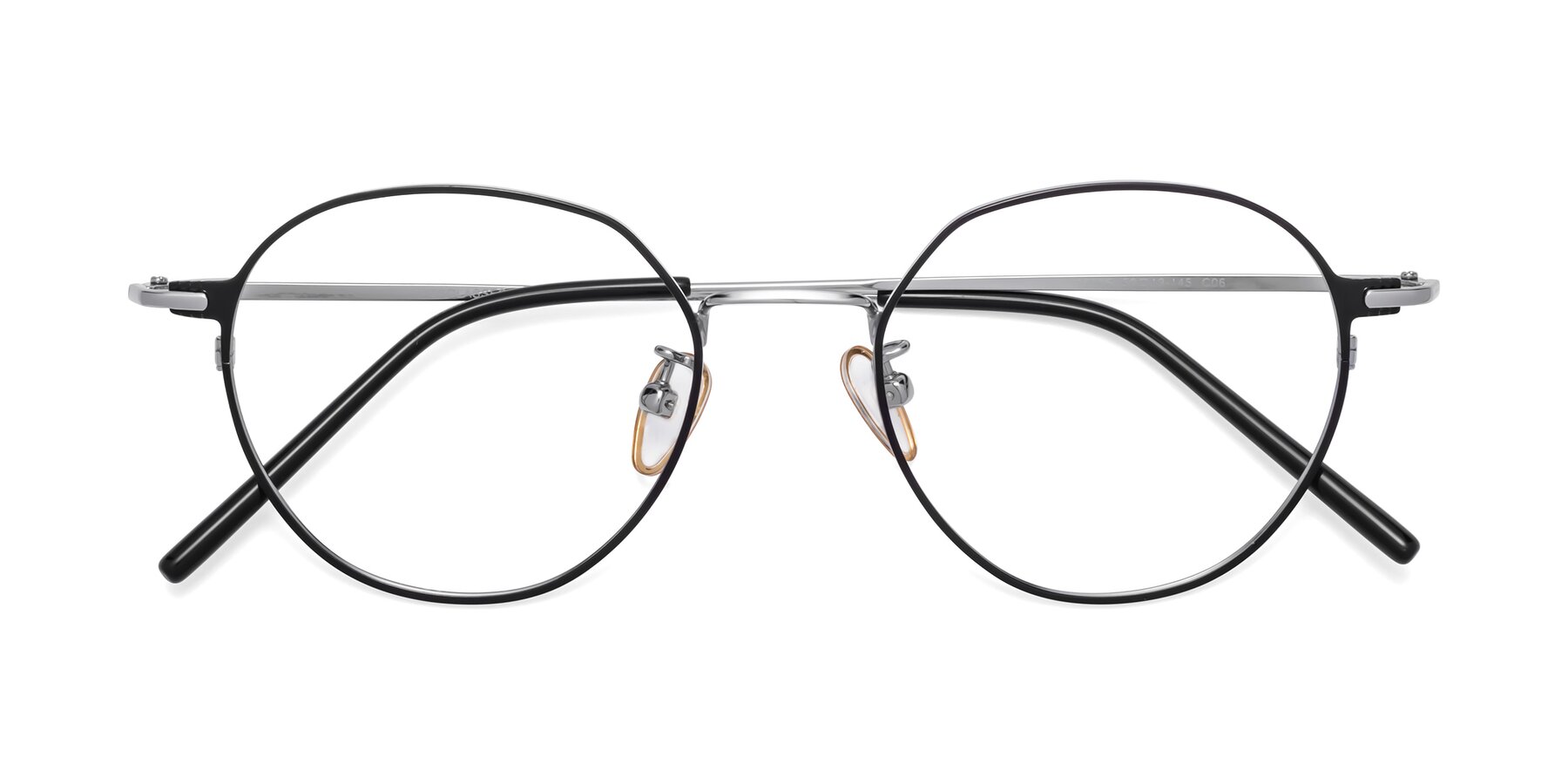 Folded Front of 18006 in Black-Silver with Clear Eyeglass Lenses