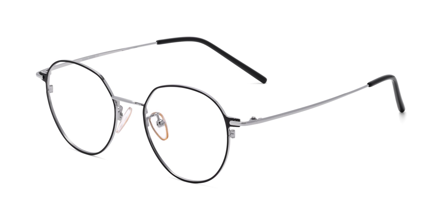 Angle of 18006 in Black-Silver with Clear Eyeglass Lenses