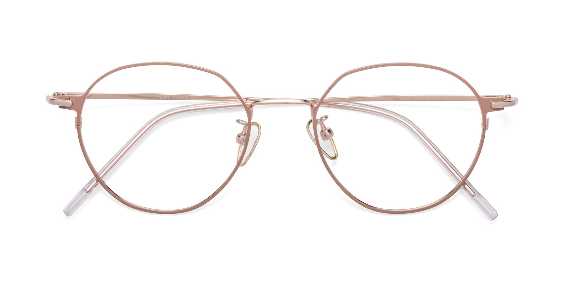 Folded Front of 18006 in Pink-Rose Gold with Clear Eyeglass Lenses