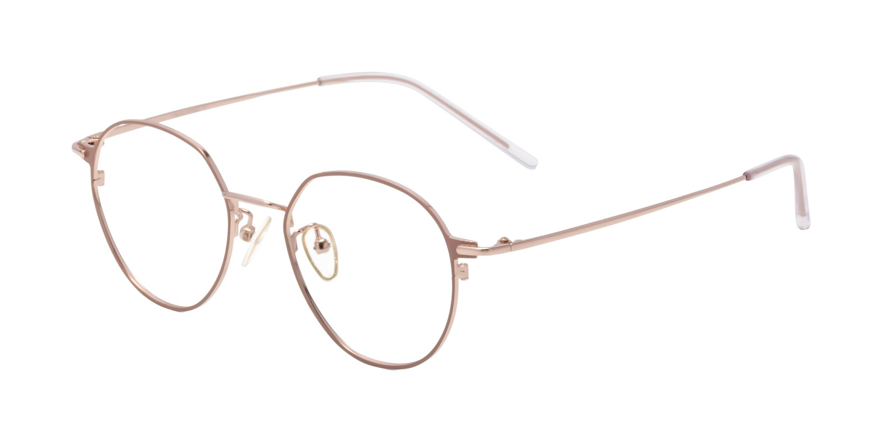 Angle of 18006 in Pink-Rose Gold with Clear Eyeglass Lenses