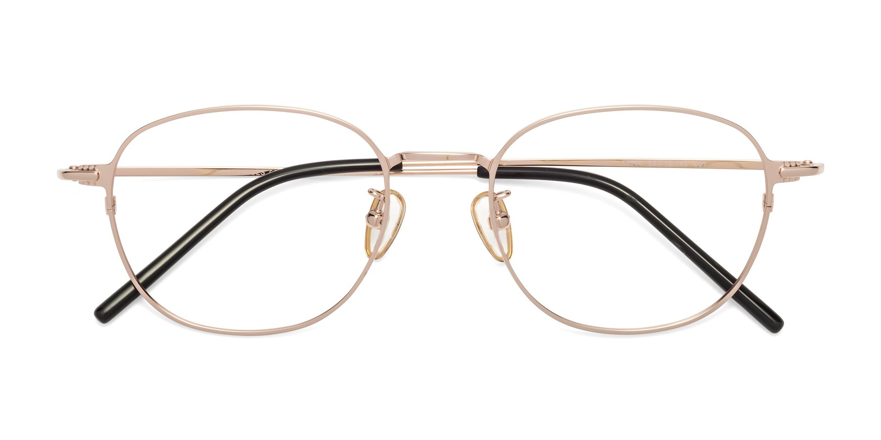 Folded Front of 18008 in Rose Gold with Clear Eyeglass Lenses