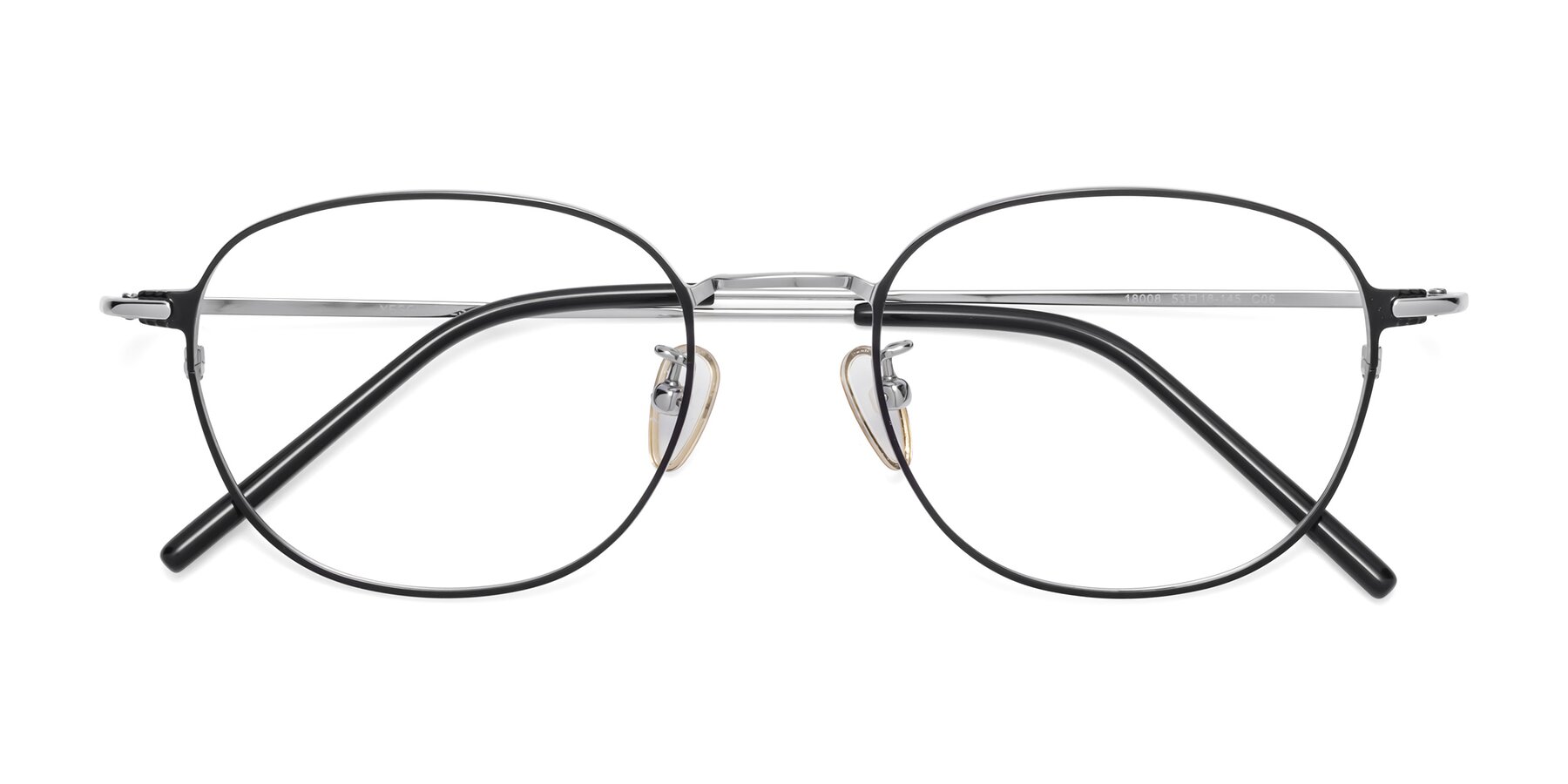 Folded Front of 18008 in Black-Silver with Clear Eyeglass Lenses