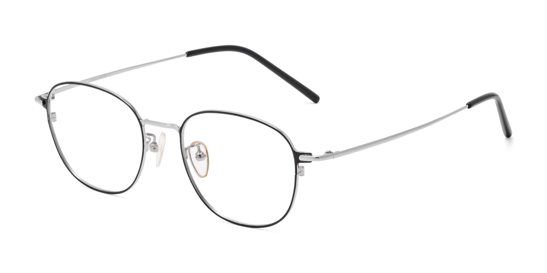 Angle of 18008 in Black-Silver with Clear Eyeglass Lenses