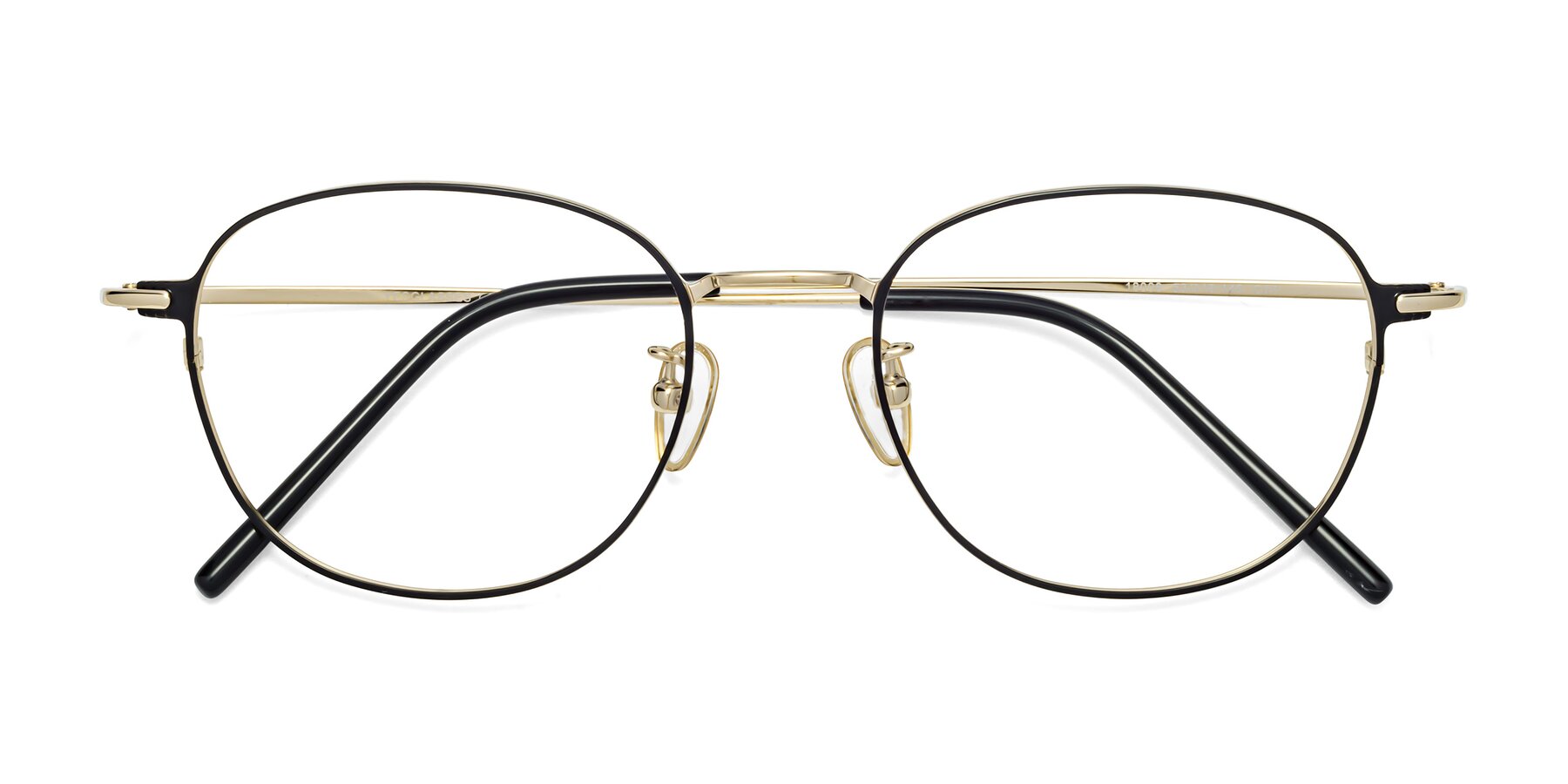 Folded Front of 18008 in Black-Gold with Clear Eyeglass Lenses