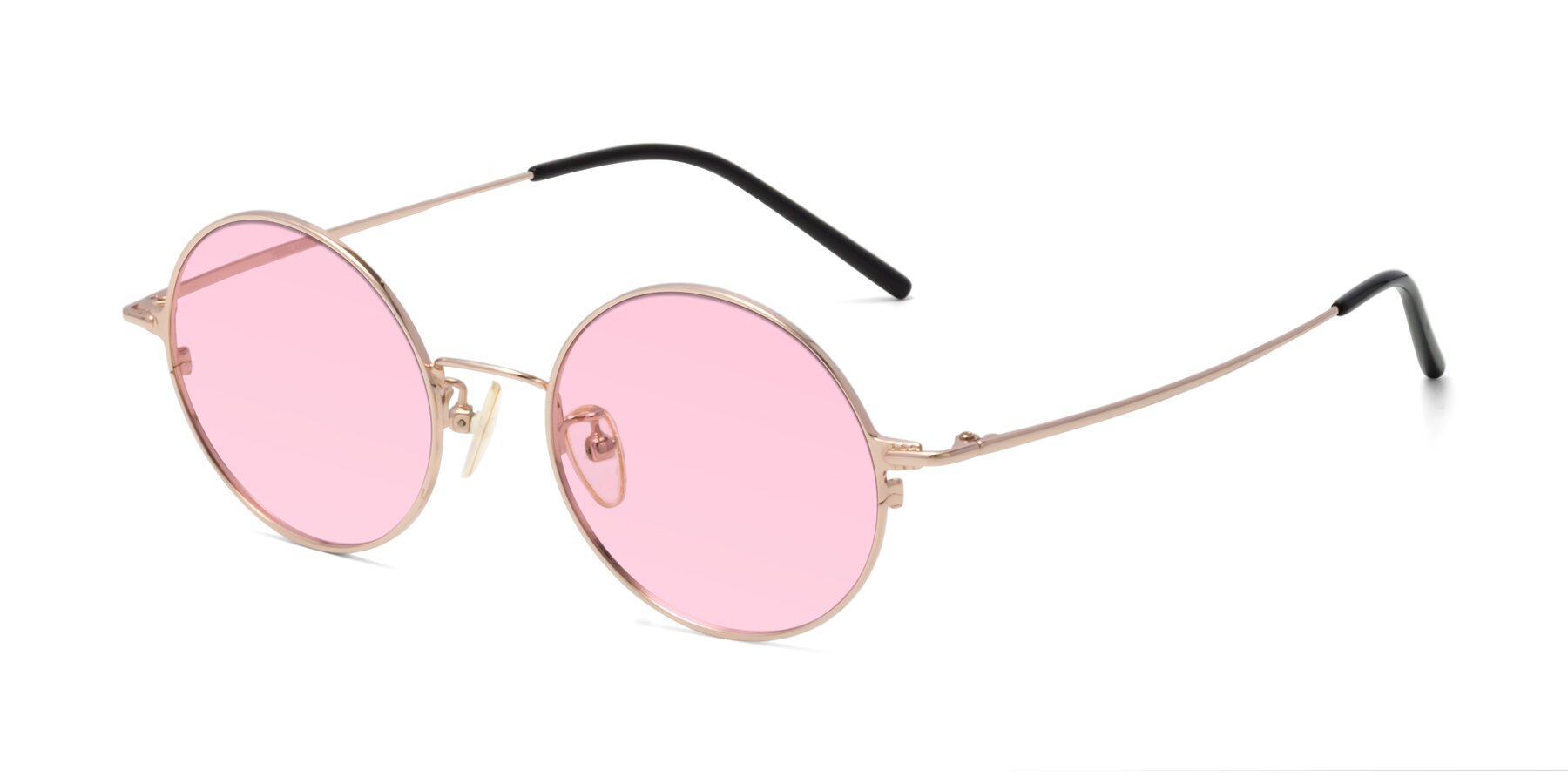 Angle of 18009 in Rose Gold with Light Pink Tinted Lenses