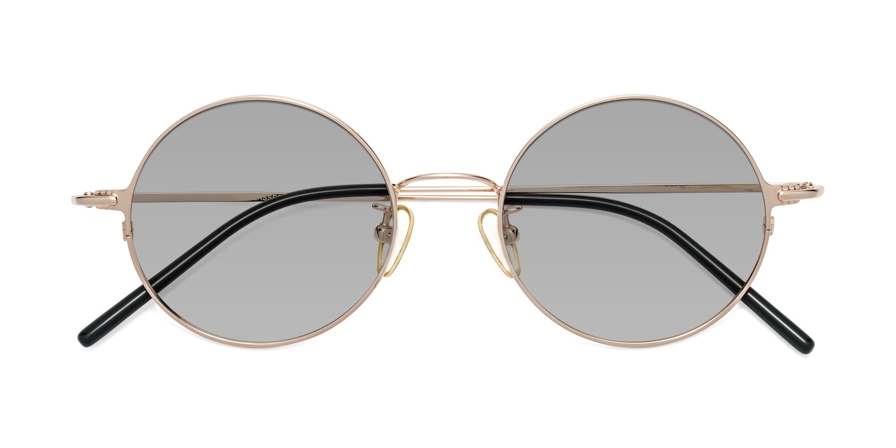 Folded Front of 18009 in Rose Gold with Light Gray Tinted Lenses