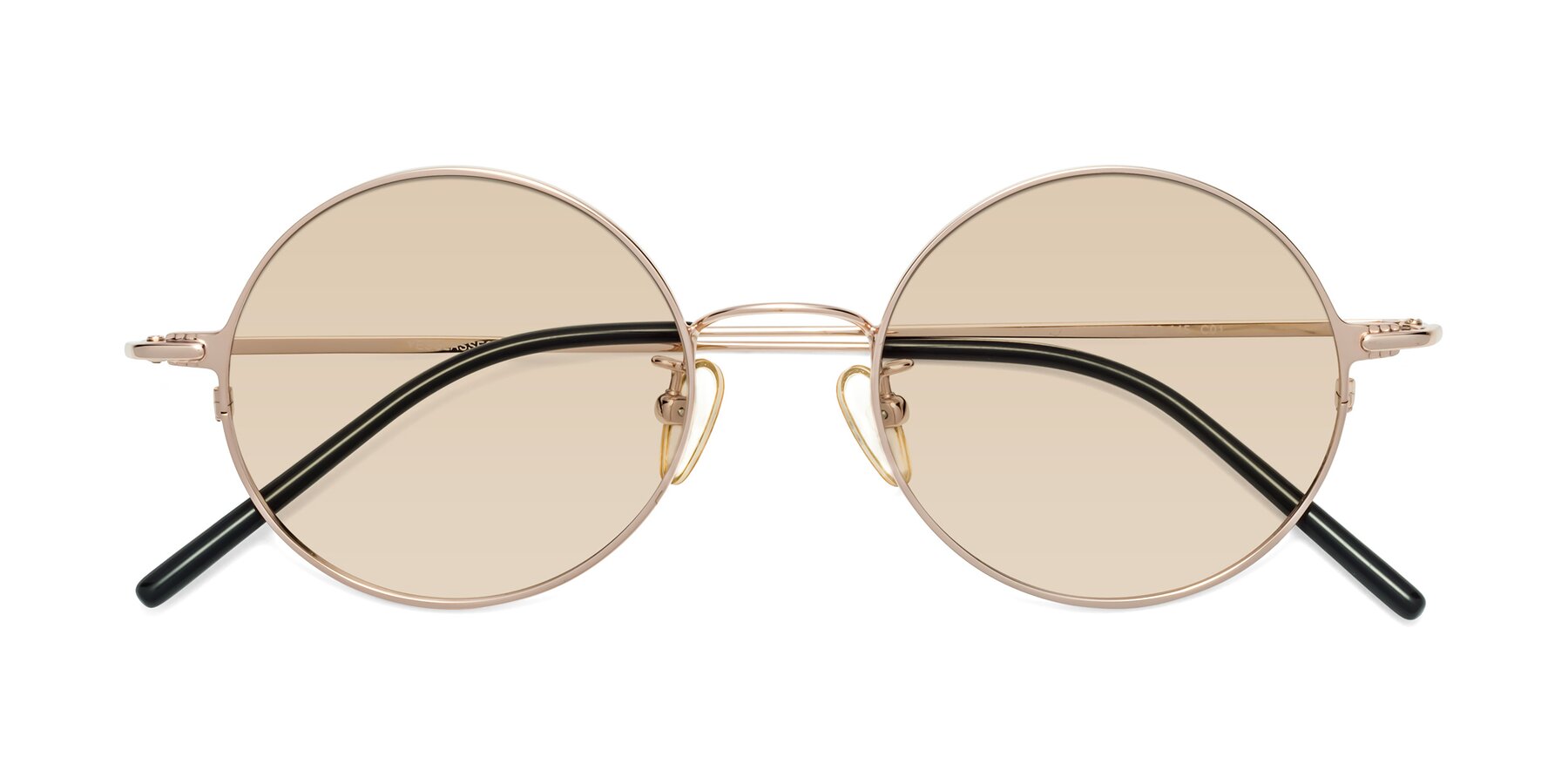 Folded Front of 18009 in Rose Gold with Light Brown Tinted Lenses