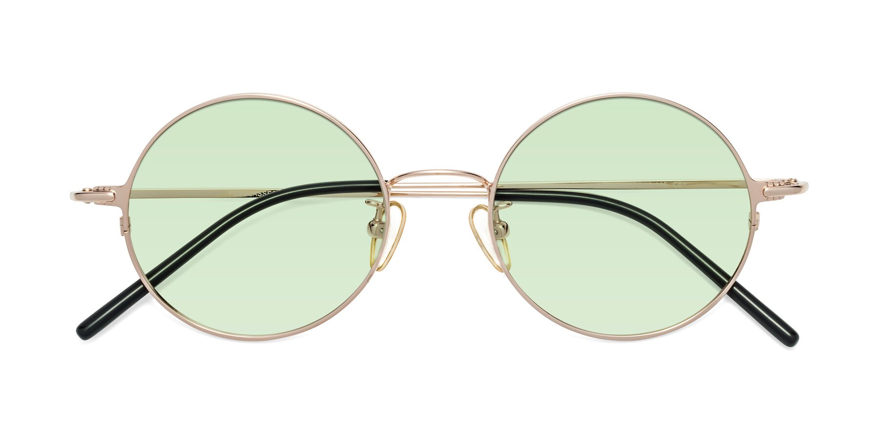 Folded Front of 18009 in Rose Gold with Light Green Tinted Lenses