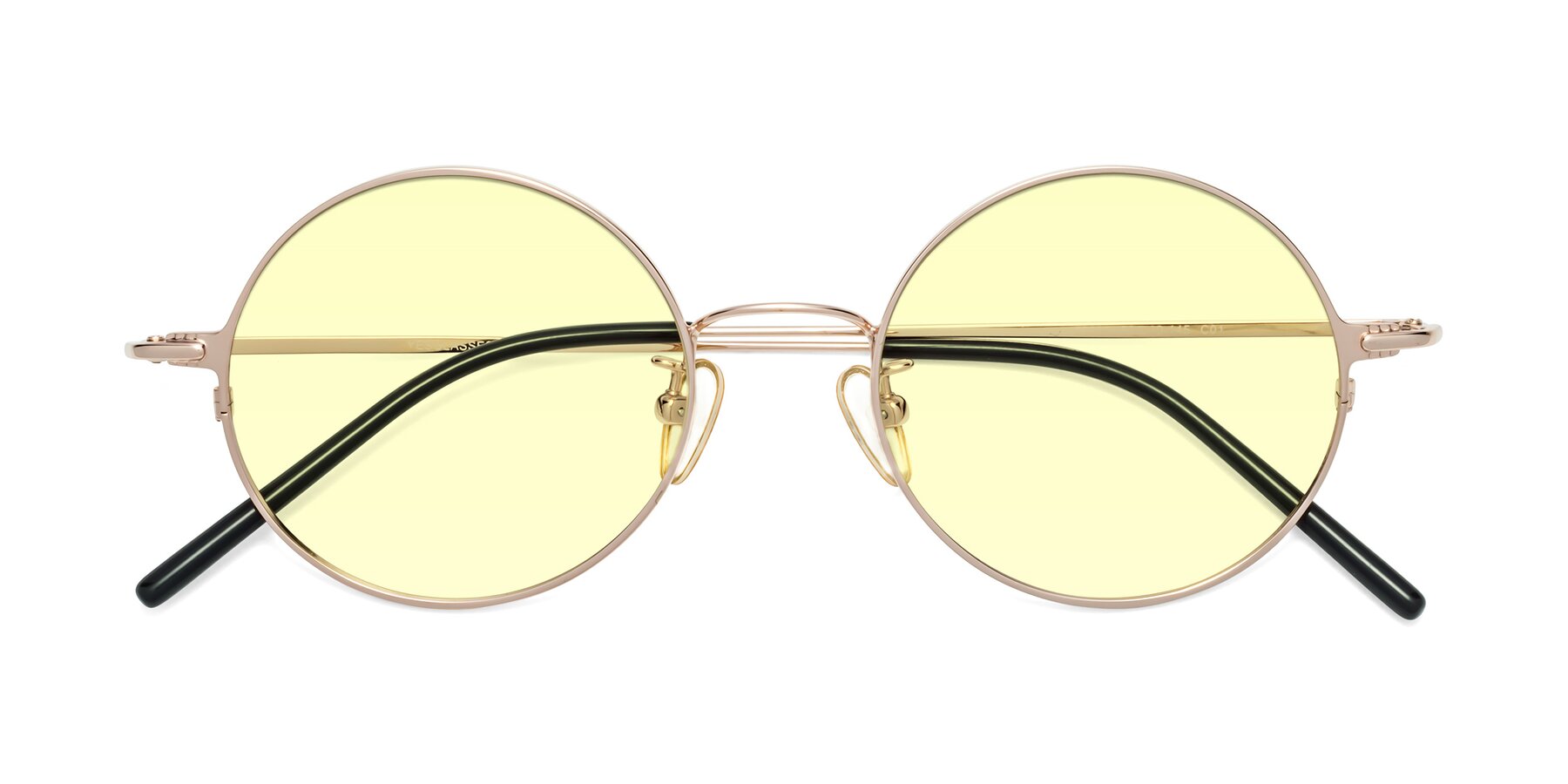 Folded Front of 18009 in Rose Gold with Light Yellow Tinted Lenses