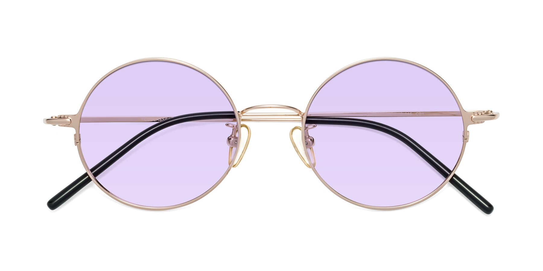 Folded Front of 18009 in Rose Gold with Light Purple Tinted Lenses