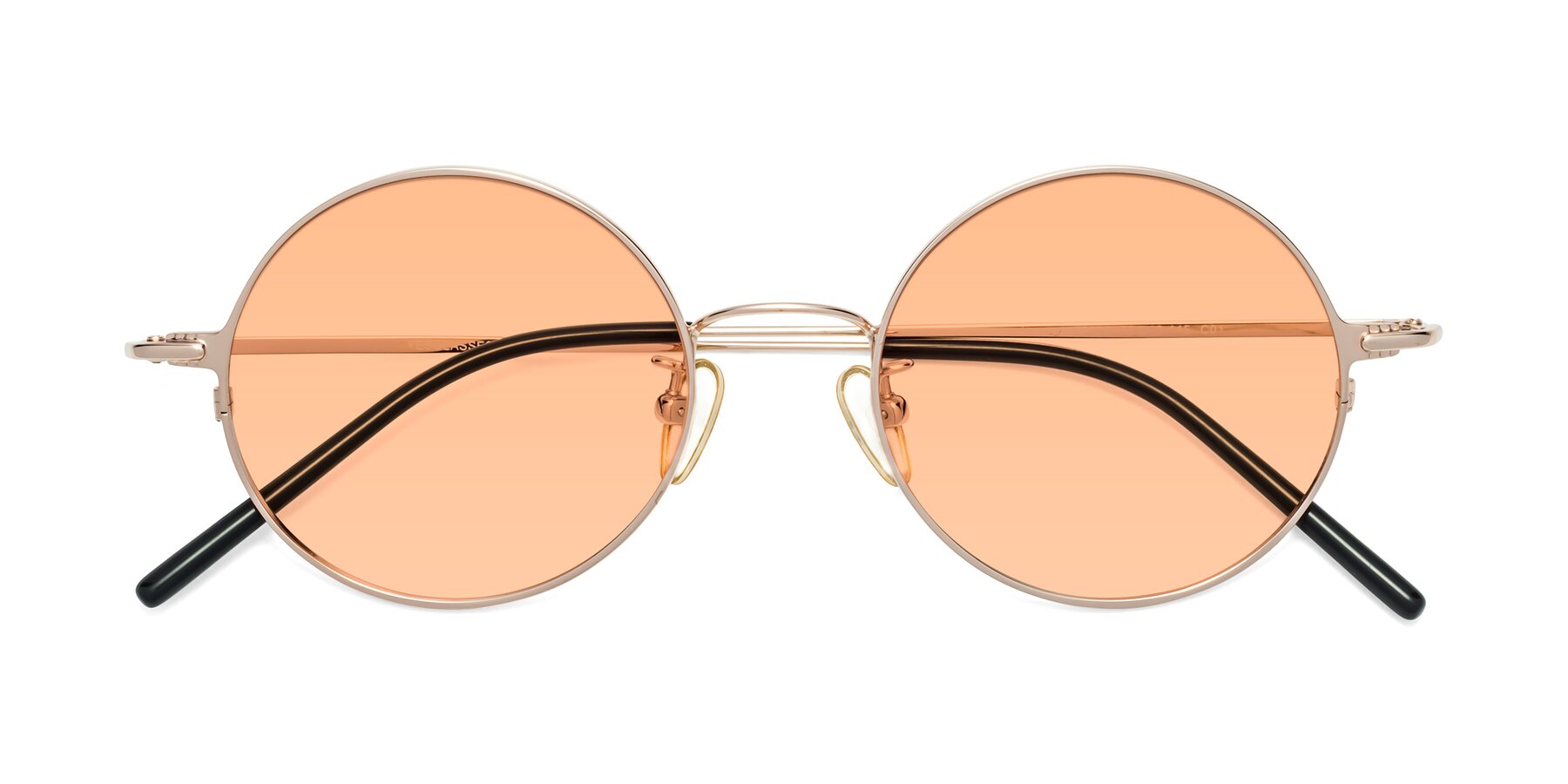 Folded Front of 18009 in Rose Gold with Light Orange Tinted Lenses