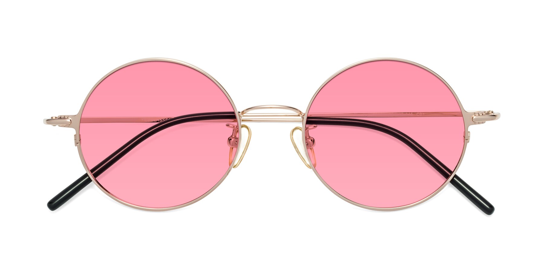 Folded Front of 18009 in Rose Gold with Pink Tinted Lenses