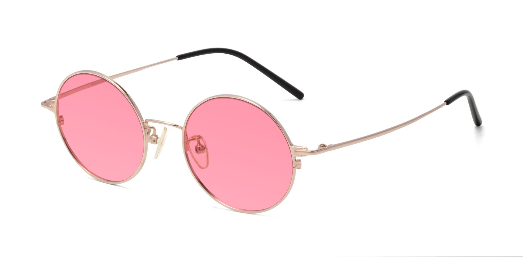Angle of 18009 in Rose Gold with Pink Tinted Lenses