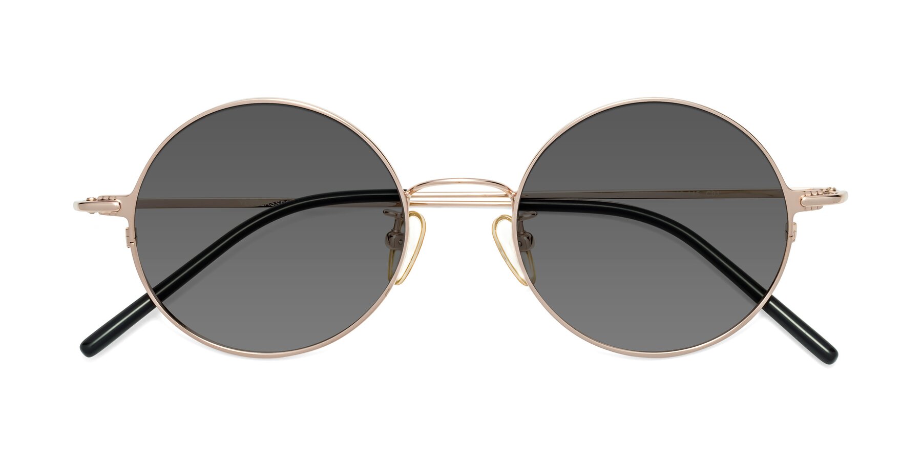 Folded Front of 18009 in Rose Gold with Medium Gray Tinted Lenses