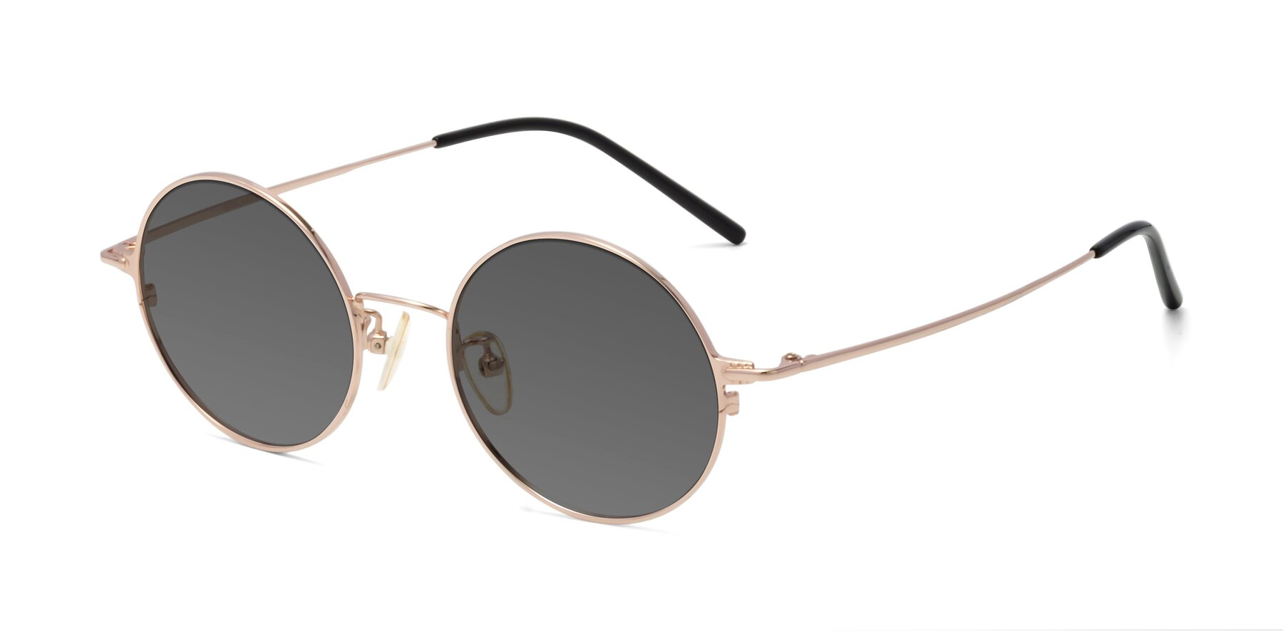 Angle of 18009 in Rose Gold with Medium Gray Tinted Lenses