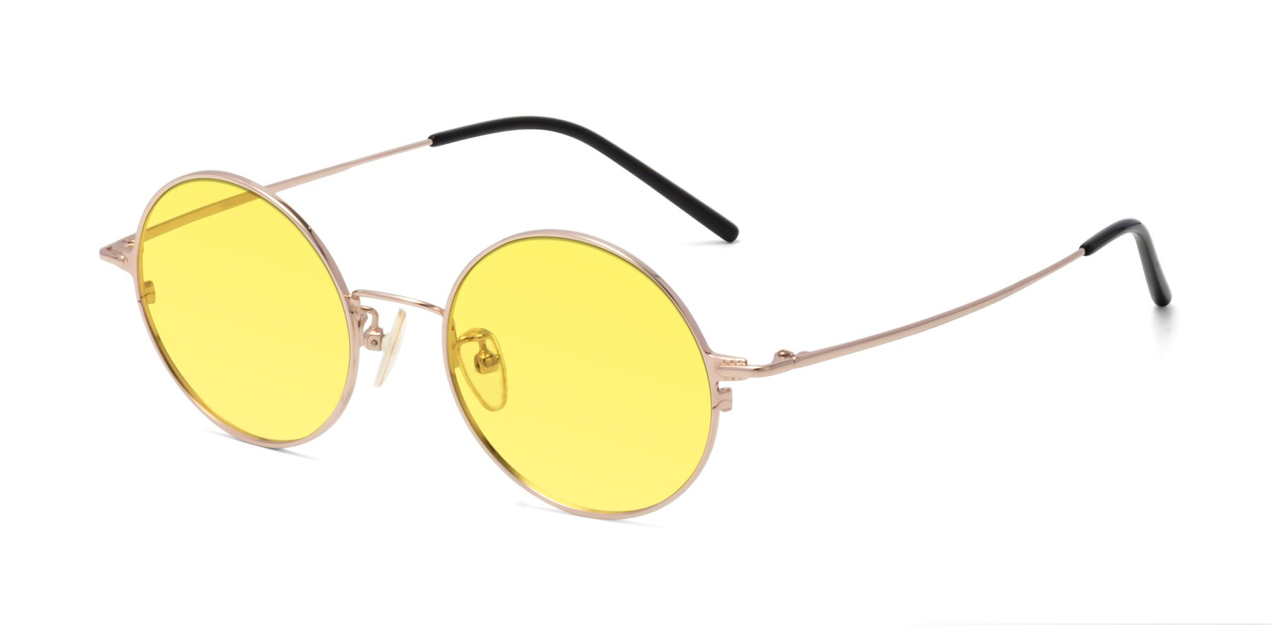 Angle of 18009 in Rose Gold with Medium Yellow Tinted Lenses
