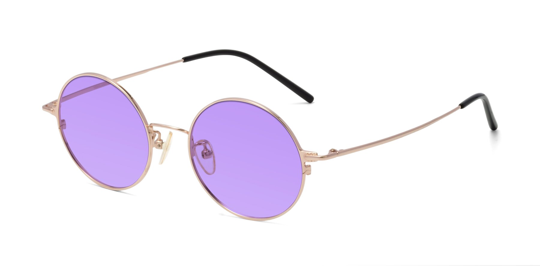 Angle of 18009 in Rose Gold with Medium Purple Tinted Lenses