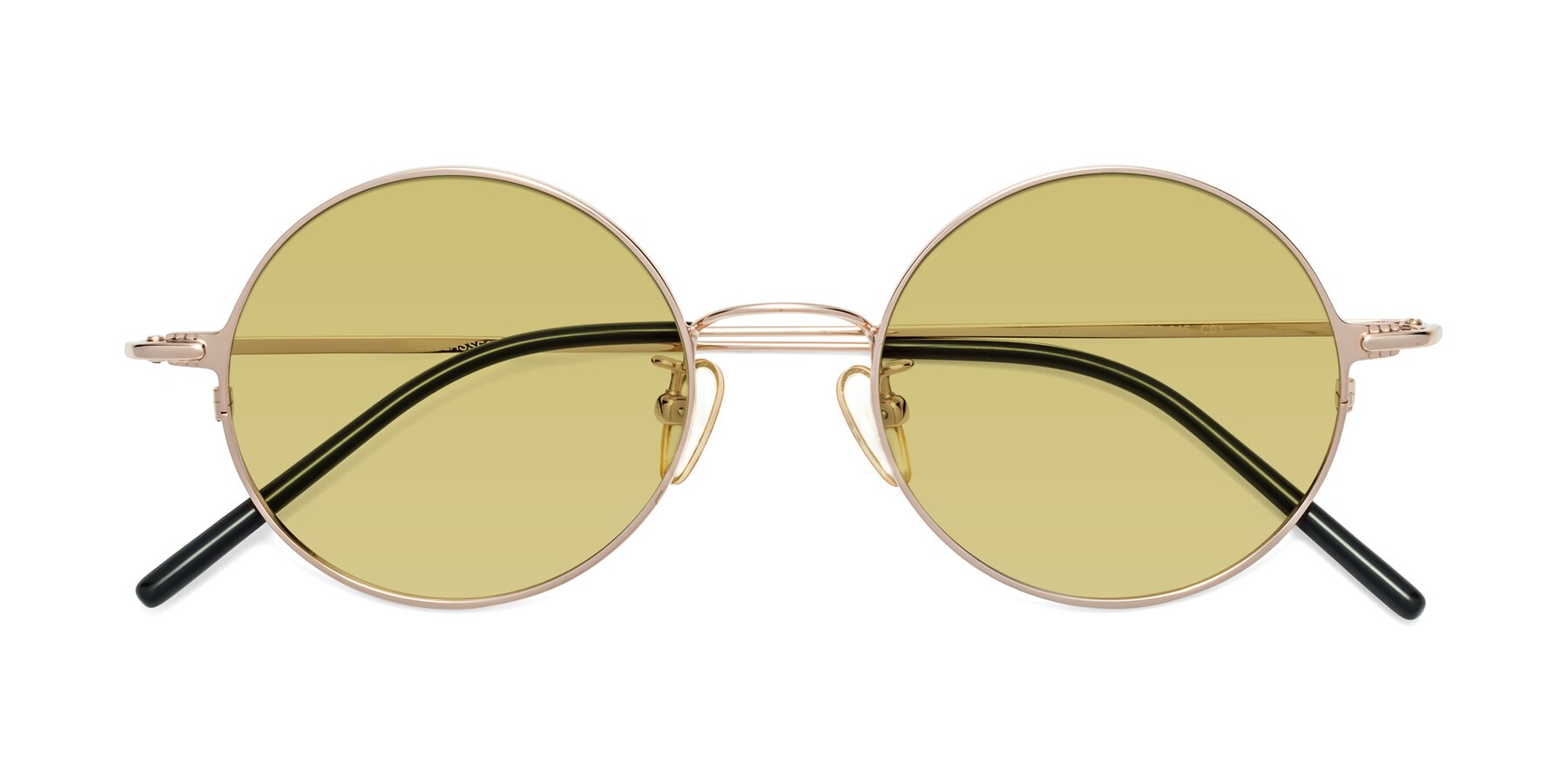 Folded Front of 18009 in Rose Gold with Medium Champagne Tinted Lenses